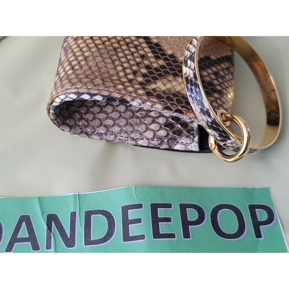 Ted Rossi NYC Python Snakeskin Bangle Clutch Wristlet Handbag C107 M10049 - Picture 11 of 12